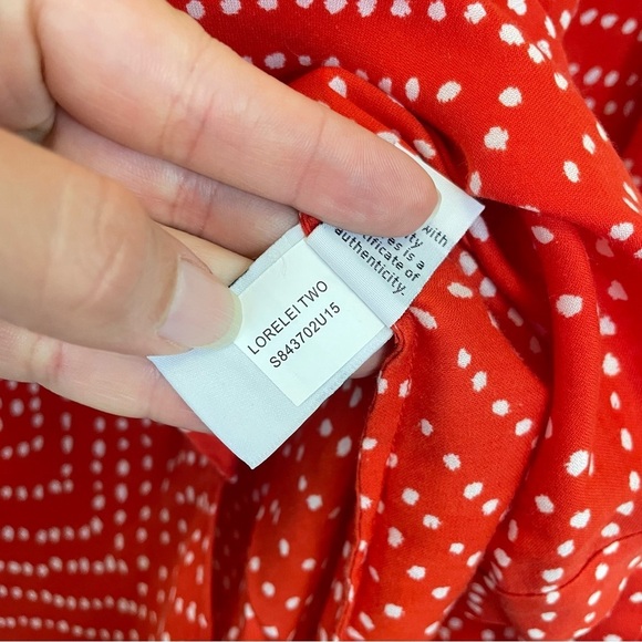 Diane Von Furstenberg Red Dotted Print Long Sleeve Button Up Blouse Size 4 - Picture 10 of 11